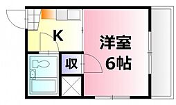 コーポ平本 1Kの間取図画像
