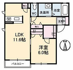 フルール白石 1LDKの間取図画像