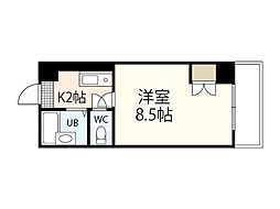 第18やたがいビル 1Kの間取図画像