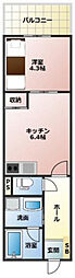 (仮称)アクティオ 1DKの間取図画像