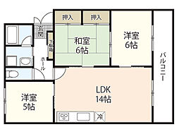 マンション美咲 3LDKの間取図画像