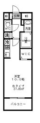 グラビスコート国泰寺 ワンルームの間取図画像