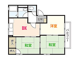 フレグランスおかもと 3DKの間取図画像