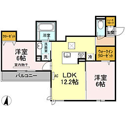 グランテリア楽々園N 2LDKの間取図画像