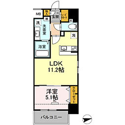 グランソレイユ中筋 1LDKの間取図画像