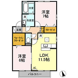 リビングタウン岩国G 2LDKの間取図画像