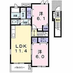 メゾン・ド・イースト 2LDKの間取図画像