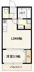 ドラム王国 1LDKの間取図画像