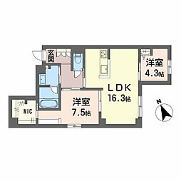 Casa Regio 2LDKの間取図画像