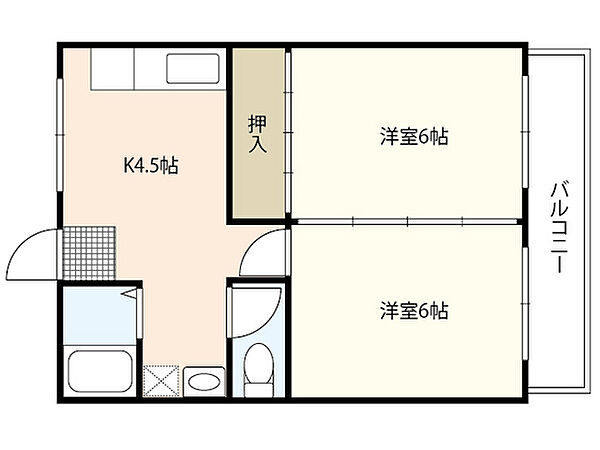 広島県広島市西区南観音2丁目(賃貸マンション2K・2階・39.74㎡)の写真 その2