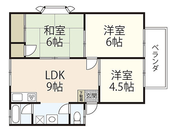 広島県広島市西区古江西町(賃貸アパート3LDK・2階・60.00㎡)の写真 その2