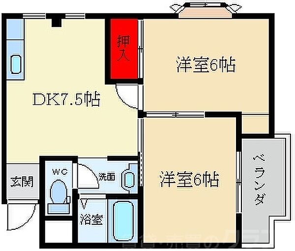 WESTヒルズカミダ ｜大阪府寝屋川市上神田1丁目(賃貸マンション2DK・3階・40.00㎡)の写真 その2