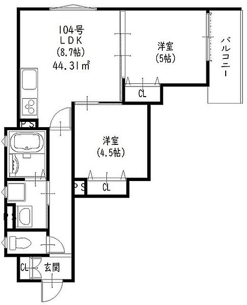 ピレーネ明和 ｜大阪府寝屋川市明和2丁目(賃貸アパート2LDK・2階・44.31㎡)の写真 その2