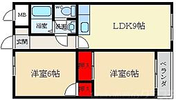 太秦グリーンハイツ 2LDKの間取図画像