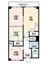 レジデンスアカイ 3LDKの間取図画像