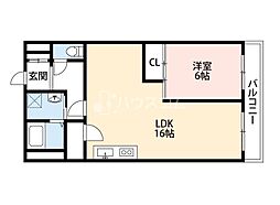 龍宝マンション 1LDKの間取図画像