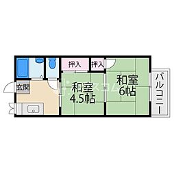 翠甲園ハイツ 2Kの間取図画像