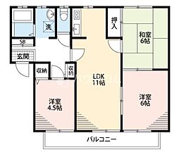 DIAS東寝屋川 3DKの間取図画像