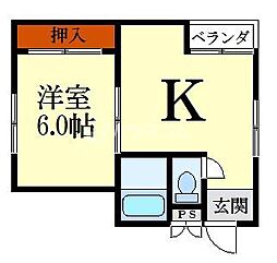 巣本ハイツ 1DKの間取図画像