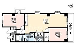 ハイ-メゾン岩田 2LDKの間取図画像