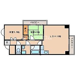 カルチェ清水谷 2DKの間取図画像