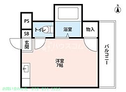第1ミルキーハイム ワンルームの間取図画像