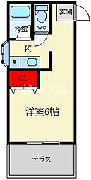 ルミエール香里 1Kの間取図画像