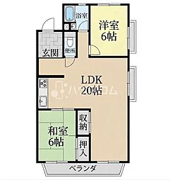 ヴィラ香里 2LDKの間取図画像