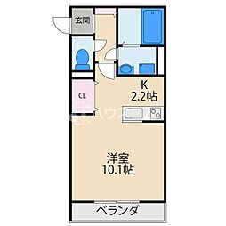 リヴェール香里園 1Kの間取図画像