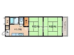 第3シャトー森岡 2Kの間取図画像