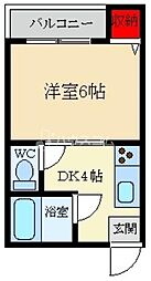 クイーン桜木 1DKの間取図画像