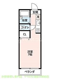 プランドール摂南 1Kの間取図画像
