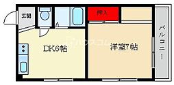 カトレアハイツ 1DKの間取図画像