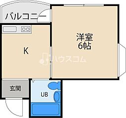 ロイヤルハイツ萱島 1DKの間取図画像