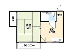 シャルマンS 1DKの間取図画像
