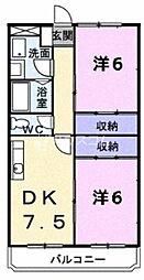 ビューテラス畷B 2DKの間取図画像