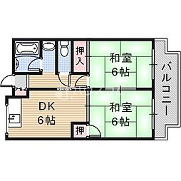 シャルマン四條畷 2DKの間取図画像
