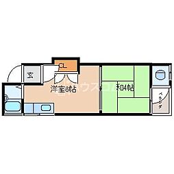 山本ハイツ 1DKの間取図画像