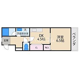 ユーベル1 1DKの間取図画像