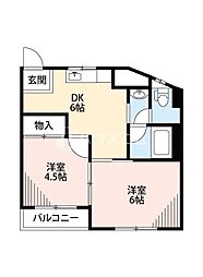 第一松田ハイム 2DKの間取図画像