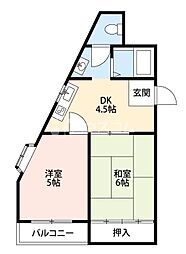 第一松田ハイム 2LDKの間取図画像