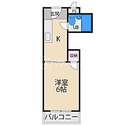 サンパレス 1Kの間取図画像
