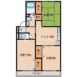 ミモザ2番館 3DKの間取図画像