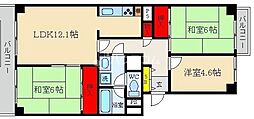 寝屋川東ファミリータウン東2番館 3LDKの間取図画像