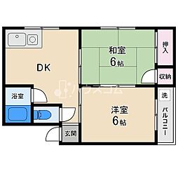 リバティハイツ 2DKの間取図画像
