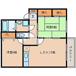 ハイツコへイB棟 2LDKの間取図画像