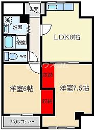 シティ・ライフ橋本 2LDKの間取図画像