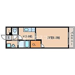 アンプルールフラーリッシュ 1Kの間取図画像