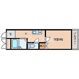 グランエスポワール 1Kの間取図画像