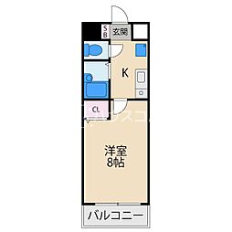 メリックビル2 1Kの間取図画像